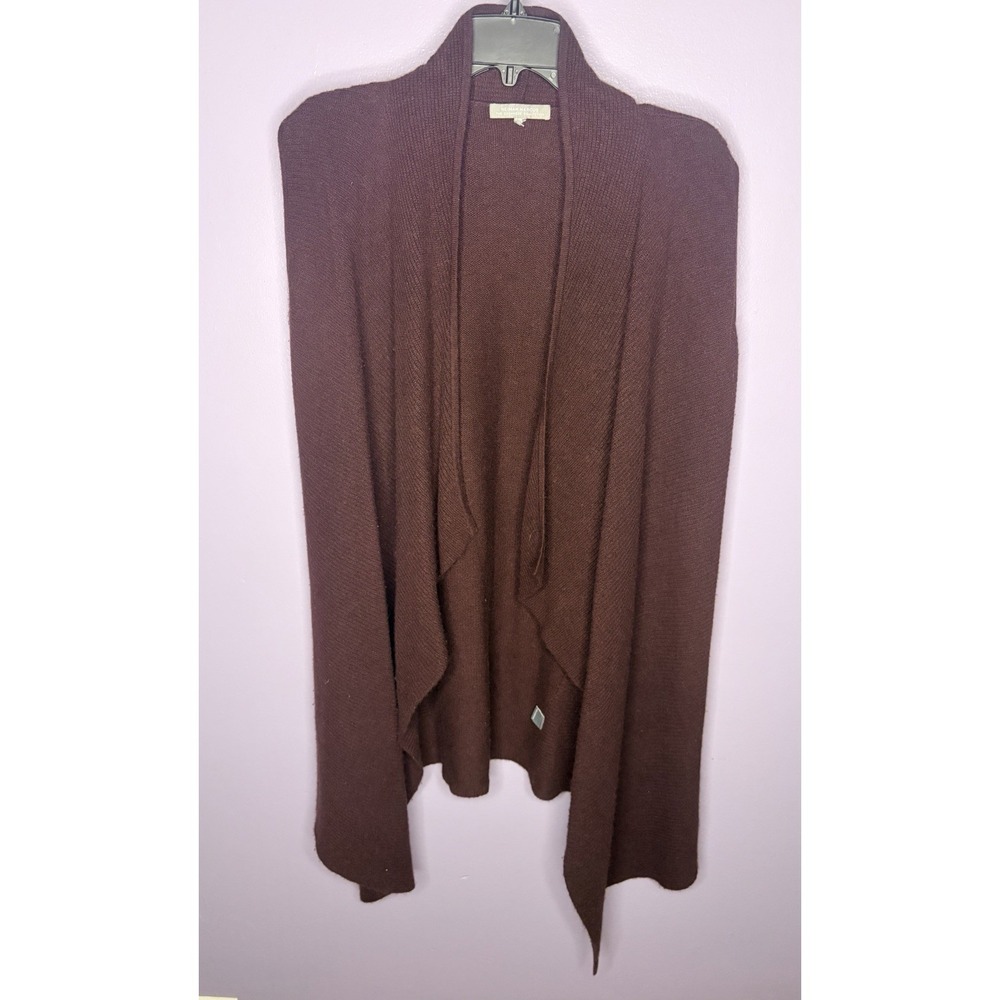 Neiman Marcus Cashmere Collection‎ Open Front Draped Cardigan Plum Longline